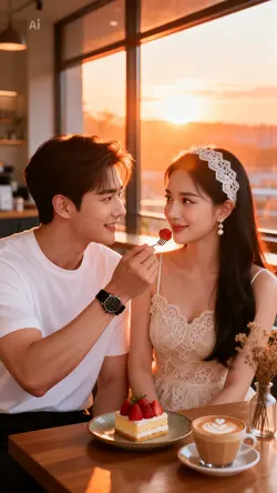 Romantic cafe couple