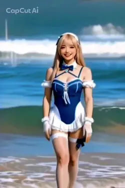 海辺で