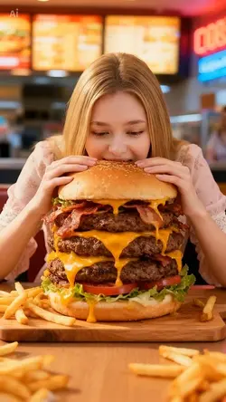 Mukbang hamburger