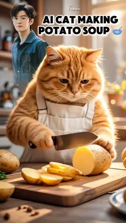 CAT MAKING 🥔 SOUP 
