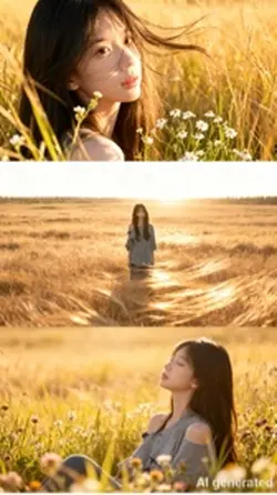 Mẫu 3 ảnh đồng cỏ