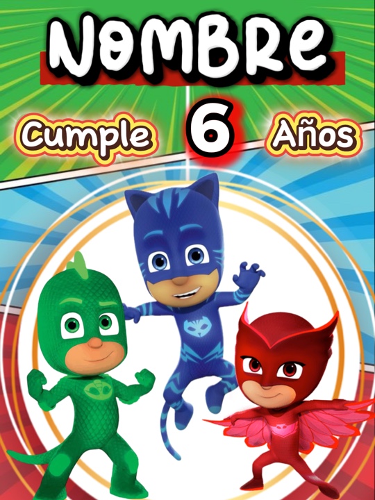Pj Masks invitación 