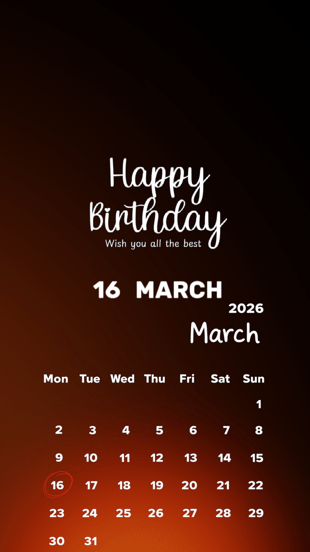 16 DE MARZO CUMPLEAÑOS