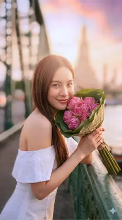 AI ถ่ายรูปกับดอกบัว