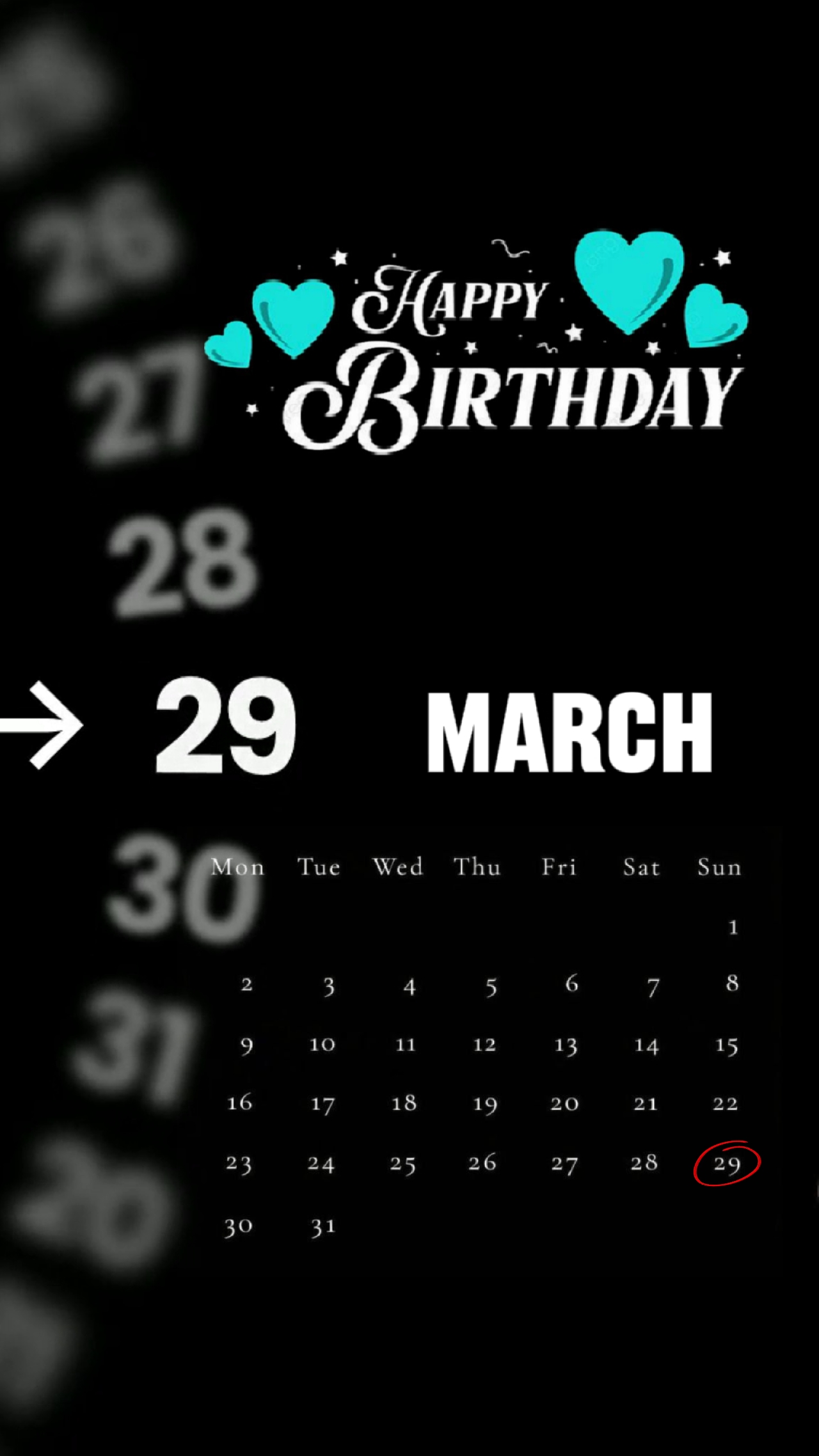 FELIZ CUMPLEAÑOS 29 DE MARZO 