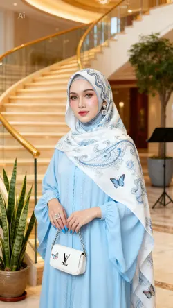 Blue white abaya 