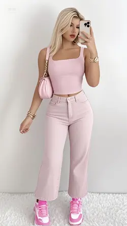AI ootd style pink
