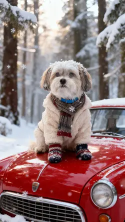 PET ON RED CAR AI ❄️