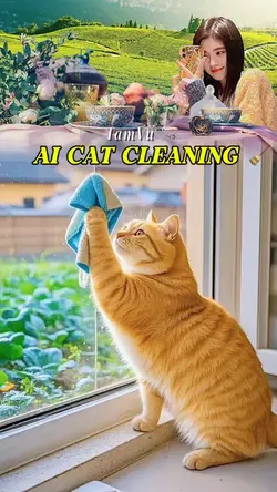 CUTE CAT CLEANING 🧹 