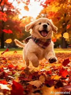 Playful dog autumn
