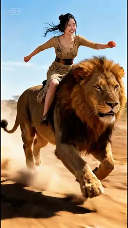 riding a lion