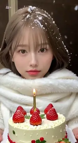 冬　クリスマス　雪　ケーキ　誕生日