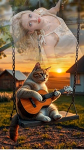 Gato tocando la guitarra