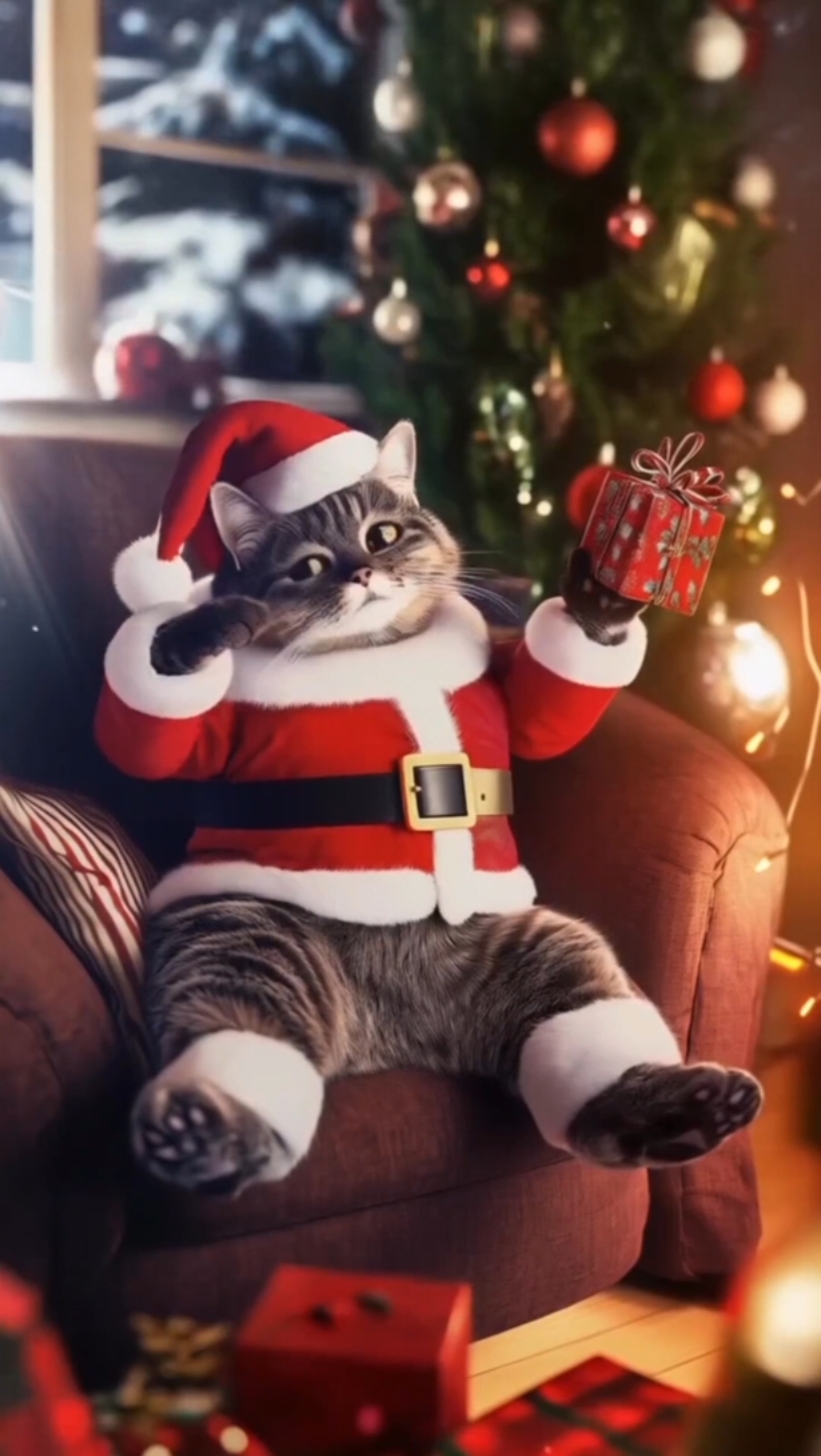 mème de chat du père noël 