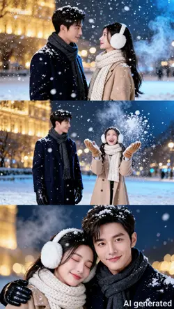 3 photo snow couple