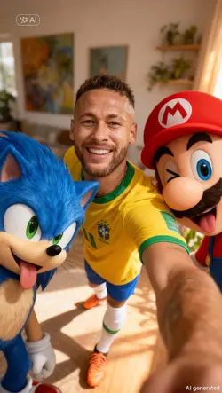 Selfie Mário e Sonic