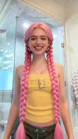 Pink braid hairstyle