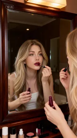 applying lip gloss