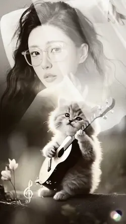 Cat playing guitar
