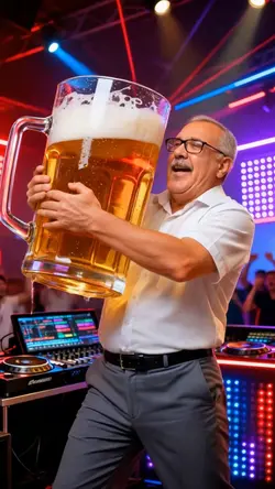 Drinking giant beer