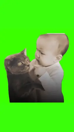 Baby talking to cat