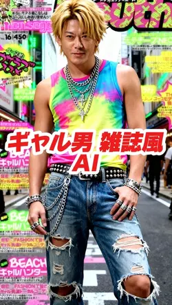 雑誌風 ギャル男 AI