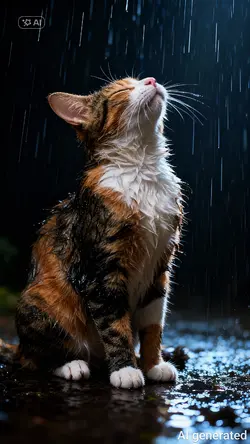 Cat in the rain.