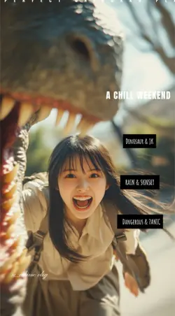 恐竜と鬼ごっこするJK🦖