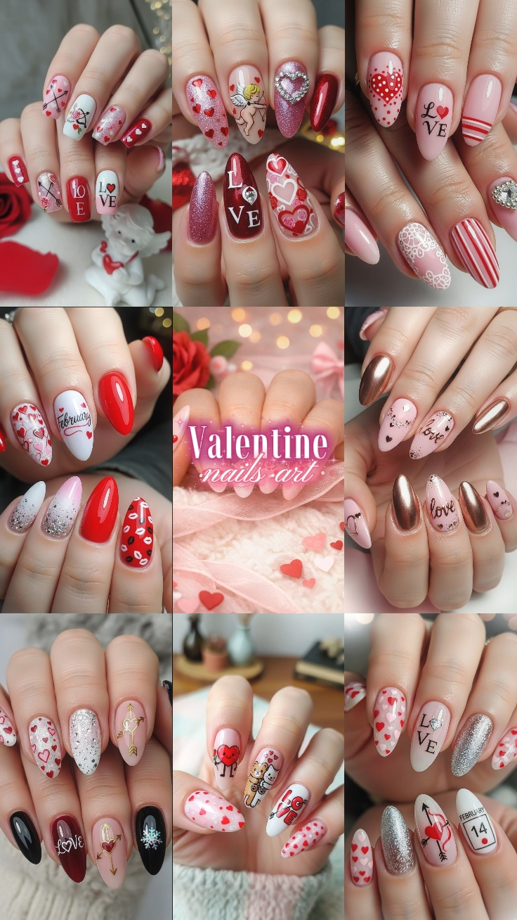 Arte de uñas de San Valentín