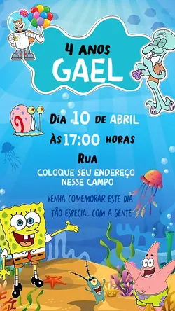 Convite Bob esponja