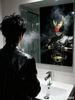 仮面ライダーと写真を撮る