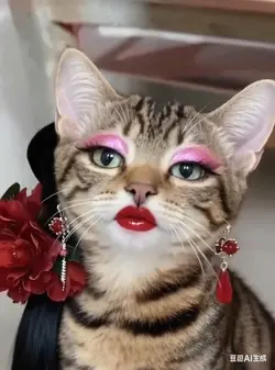 a cat with makeup