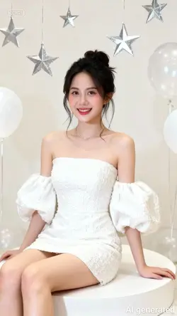 Ghép mặt váy trắng