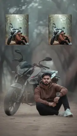 Colaj foto cu atitudine pe motocicletă
