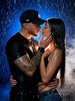 Rain kiss photoshoot