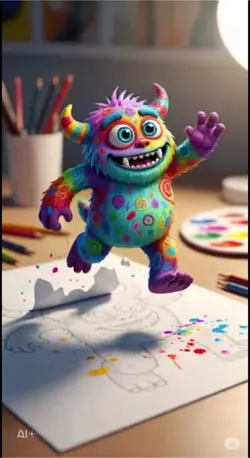 イラストが紙から飛び出した。