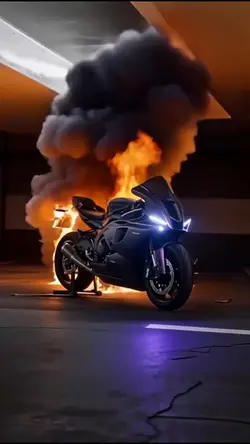 Burning motorcycle 