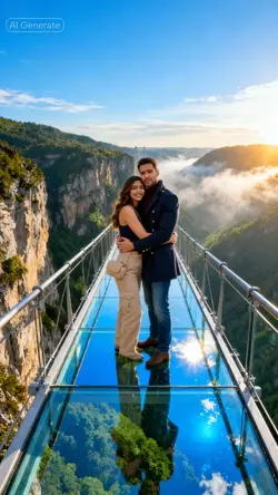Couple glass bridge
