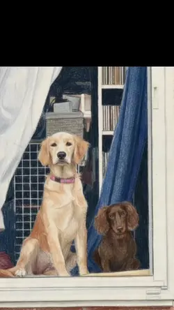 窓から吠える犬