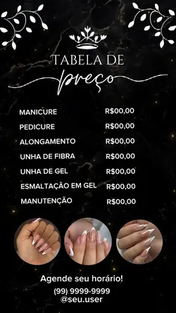Tabela de preço unha