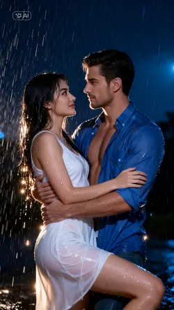couple rain romantic