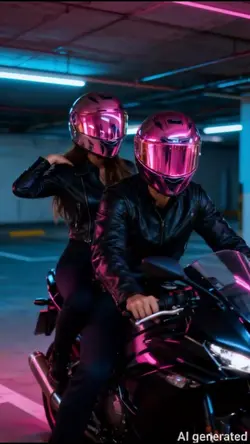 Neon couple biker