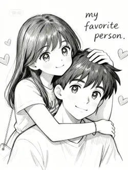 anime couple pencil 