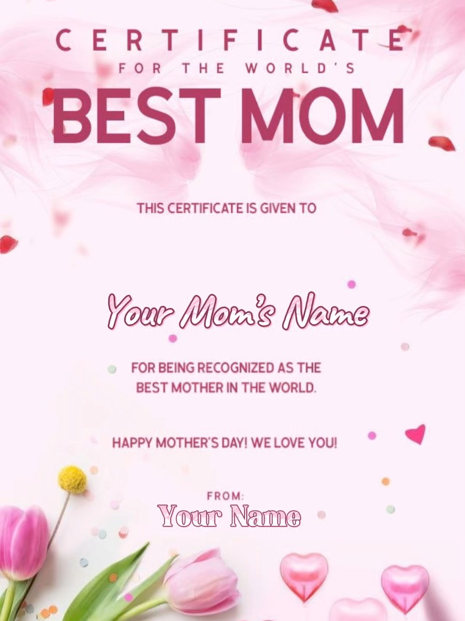 Certificado de Melhor Mãe