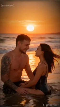 Couple de plage IA