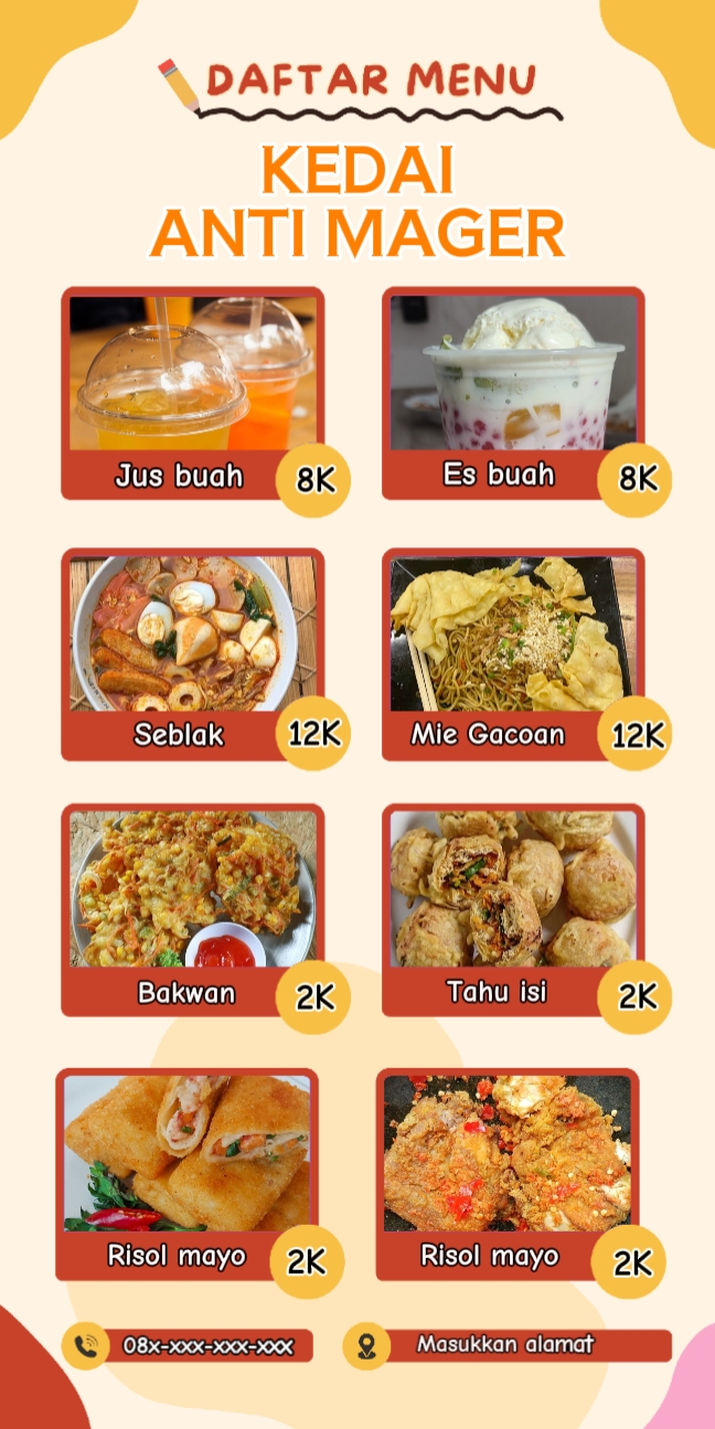 Daftar menu makanan 