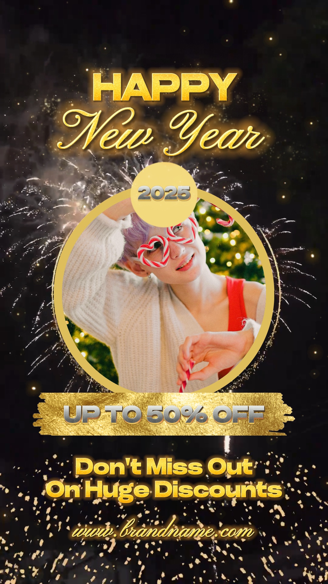 C2B New Year Greeting Black And Gold General Industry Dynamic Posters