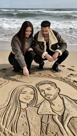Couple sand portrait
