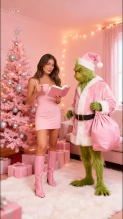 Pink with The Grinch