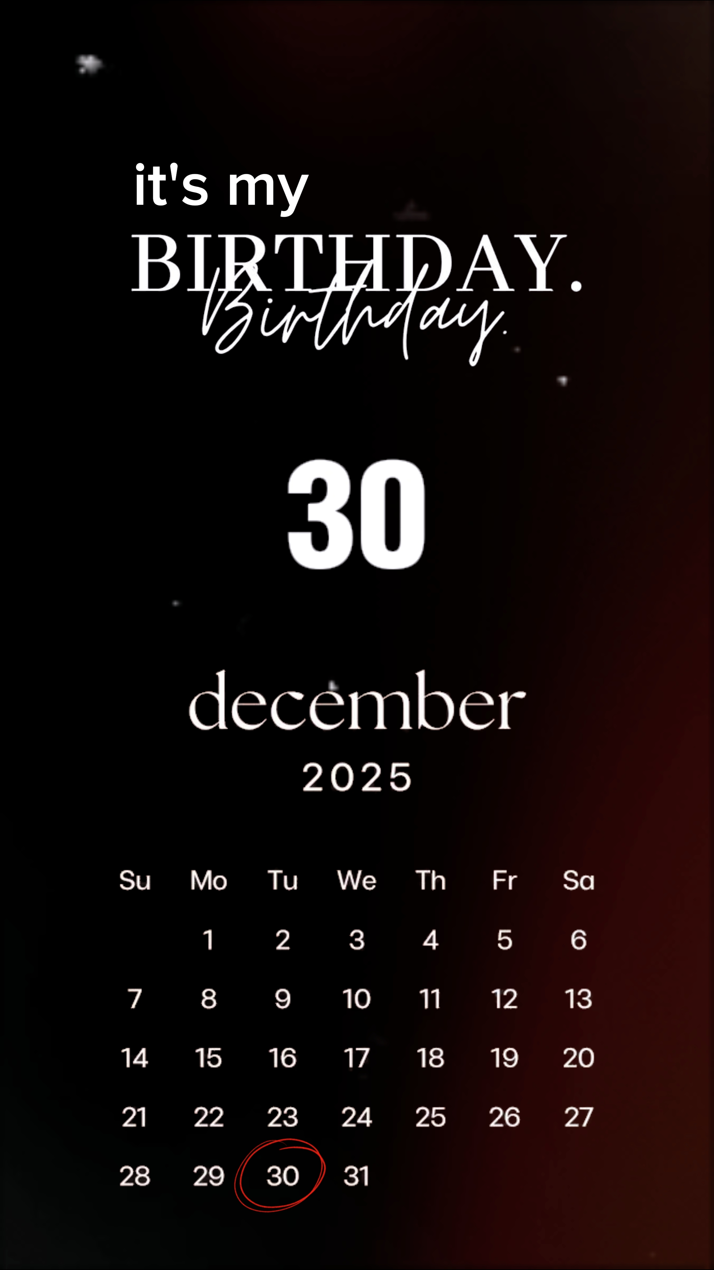 Meu aniversário 30 de dezembro
